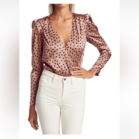 L’AGENCE | Brenda Puff Sleeve Silk Bodysuit Dots Size XS - Picture 14 of 14